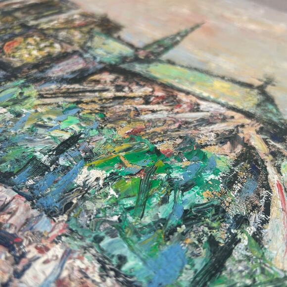 Vintage Oil Painting Signed J.D’Avo Paris Street Scene River Bridge 25x19 Canvas - Picture 5 of 11